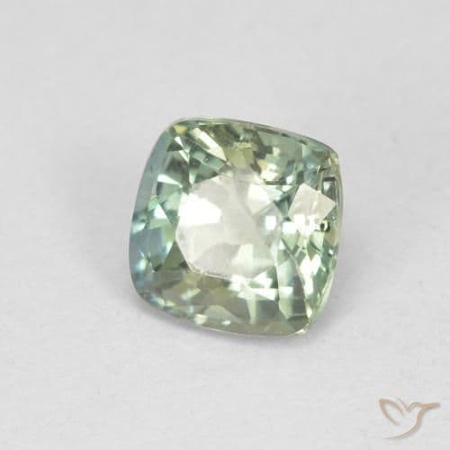 0.84ct Natural Pale Green Sapphire, Cushion Cut, 5x4.9 mm