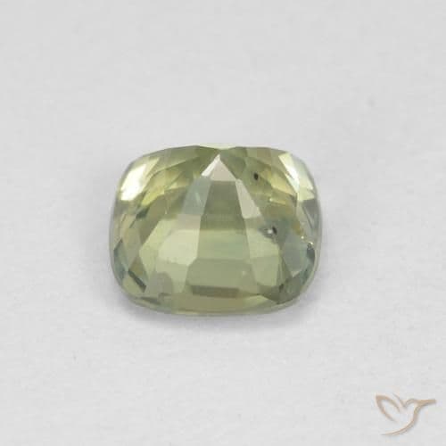 0.84ct Natural Pale Green Sapphire, Cushion Cut, 5x4.9 mm