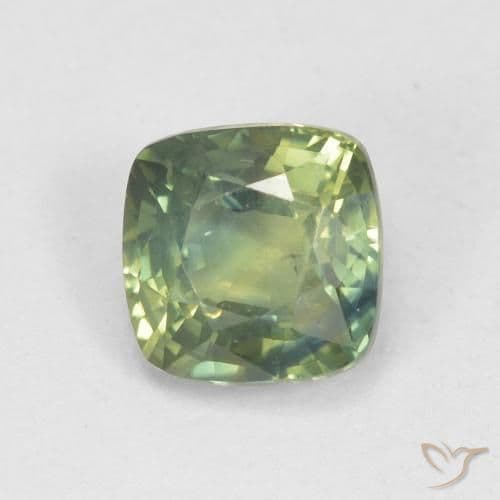 0.89ct Light Sage Green Sapphire, Cushion Cut, 5.5x5.5 mm