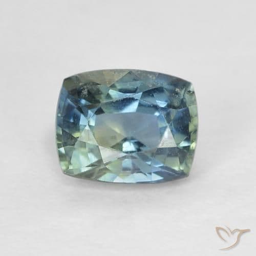 0.64ct Greenish Blue Sapphire, Cushion Cut, 5.1x4.2 mm