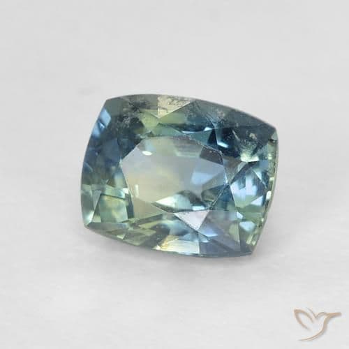 0.64ct Greenish Blue Sapphire, Cushion Cut, 5.1x4.2 mm