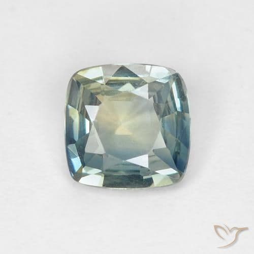 0.88ct Greenish Blue Sapphire, Cushion Cut, 5.8x5.7 mm