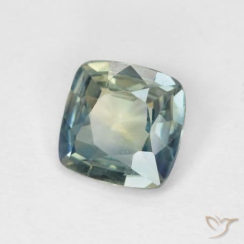 0.88ct Greenish Blue Sapphire, Cushion Cut, 5.8x5.7 mm