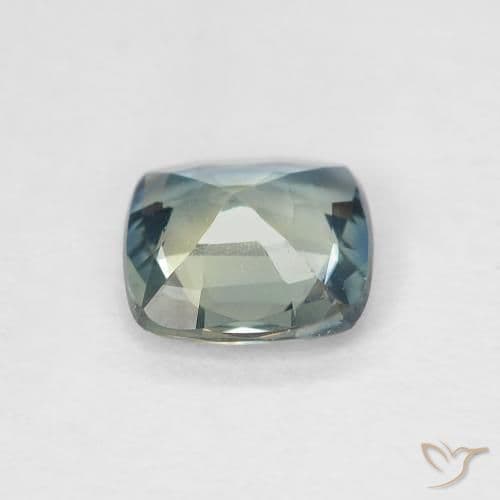 0.88ct Greenish Blue Sapphire, Cushion Cut, 5.8x5.7 mm