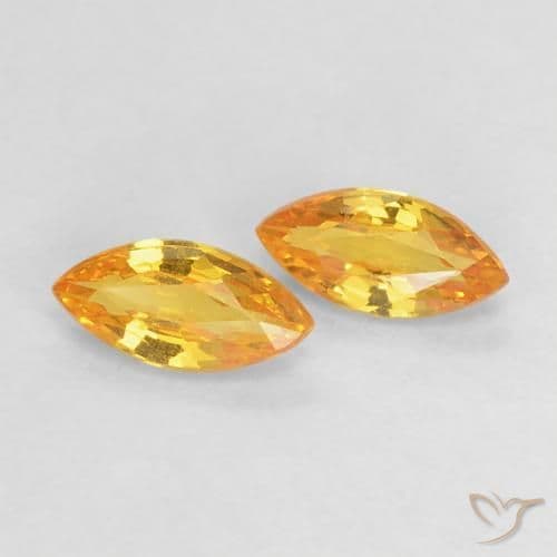 0.37ct Natural Orange-Gold Sapphire, Marquise, 5.2x2.5 mm