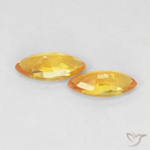 0.37ct Natural Orange-Gold Sapphire, Marquise, 5.2x2.5 mm