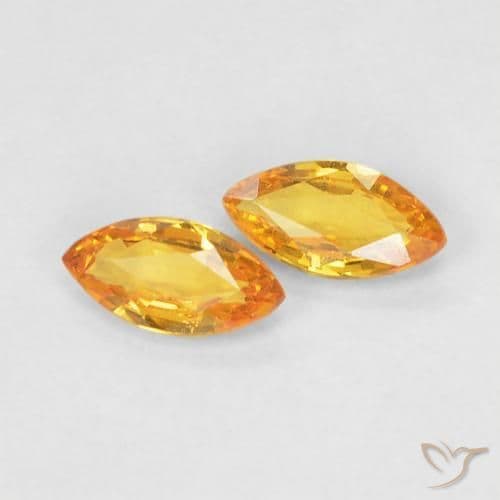 0.34ct Natural Orange-Gold Sapphire, Marquise, 5x2.5 mm