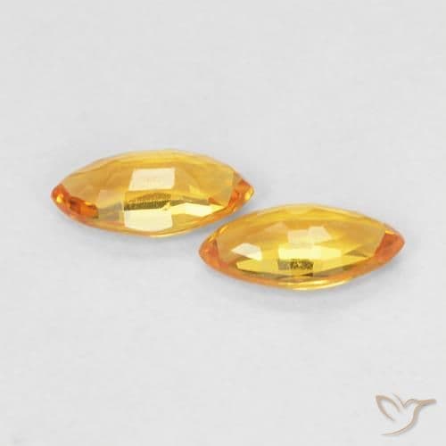 0.34ct Natural Orange-Gold Sapphire, Marquise, 5x2.5 mm