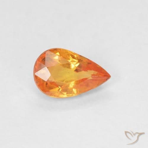 0.52ct Bright Orange Sapphire, Pear Shape, 6.1x3.9 mm