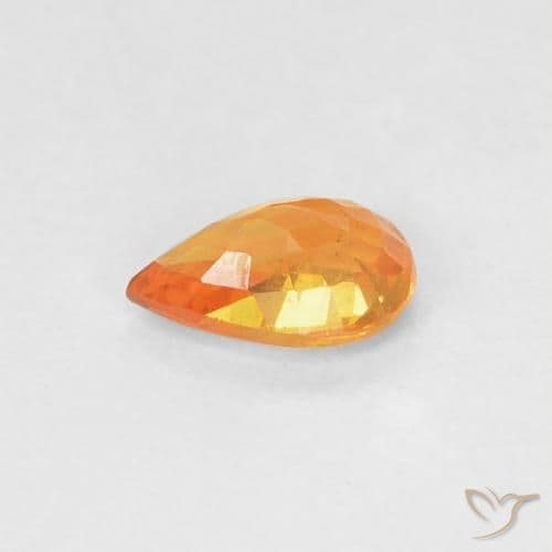 0.52ct Bright Orange Sapphire, Pear Shape, 6.1x3.9 mm