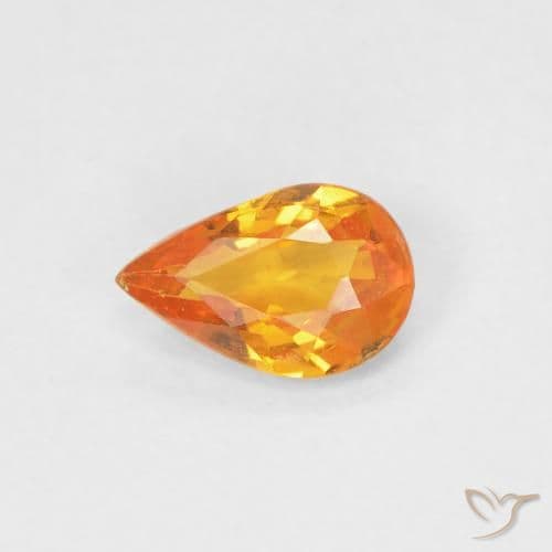 0.43ct Natural Apricot Orange Sapphire, Pear Shape, 6x3.9 mm