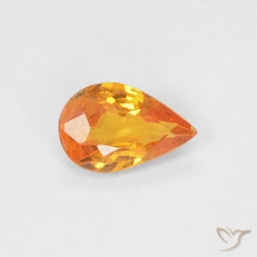 0.43ct Natural Apricot Orange Sapphire, Pear Shape, 6x3.9 mm
