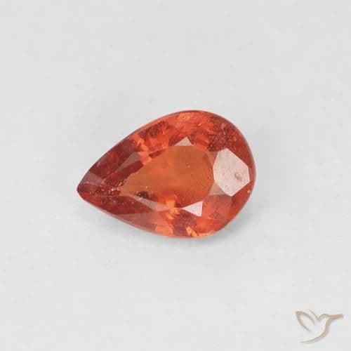 0.44ct Natural Fire Orange Sapphire, Pear Shape, 5.6x4 mm