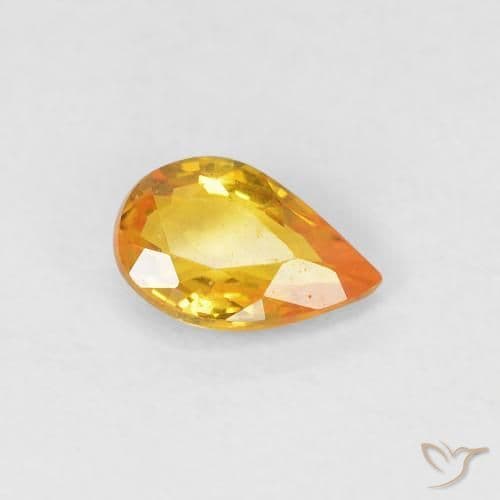 0.48ct Natural Medium Orange Sapphire, Pear Shape, 6x3.9 mm