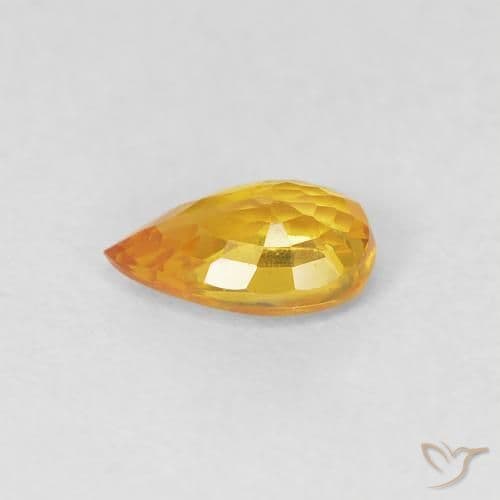 0.48ct Natural Medium Orange Sapphire, Pear Shape, 6x3.9 mm