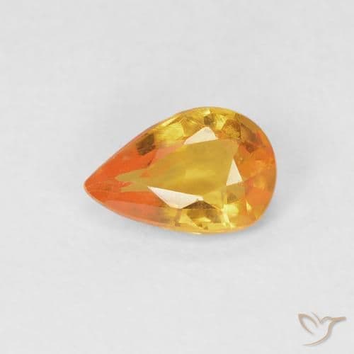 0.50ct Natural Medium Orange Sapphire, Pear Shape, 6.1x4 mm