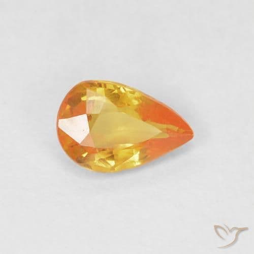 0.50ct Natural Medium Orange Sapphire, Pear Shape, 6.1x4 mm