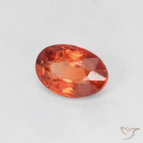 0.63ct Natural Reddish Orange Sapphire, Oval Cut, 5.9x4.1 mm