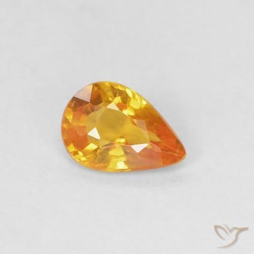 0.37ct Medium Orange Sapphire, Pear Shape, 5.5x3.8 mm
