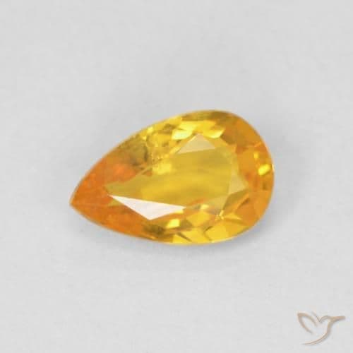 0.46ct Natural Medium Orange Sapphire, Pear Shape, 6x3.8 mm