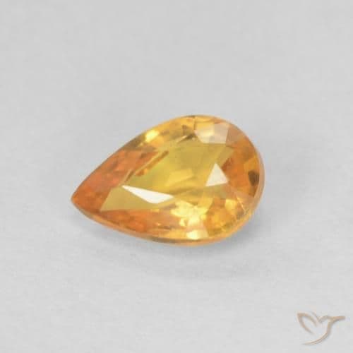 0.49ct Natural Medium Orange Sapphire, Pear Shape, 5.7x4 mm