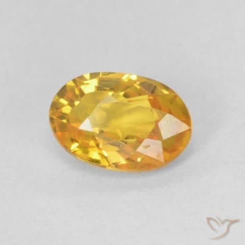 0.66ct Natural Orange-Gold Sapphire, Oval Cut, 6.1x4.1 mm