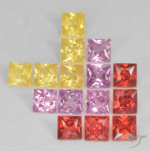 1.61ct Natural Multicolor Sapphire, Square, 2.4x2.4 mm