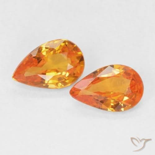 0.90ct Natural Bright Orange Sapphire, Pear Shape, 6.1x4 mm