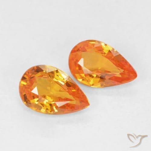 0.90ct Natural Bright Orange Sapphire, Pear Shape, 6.1x4 mm