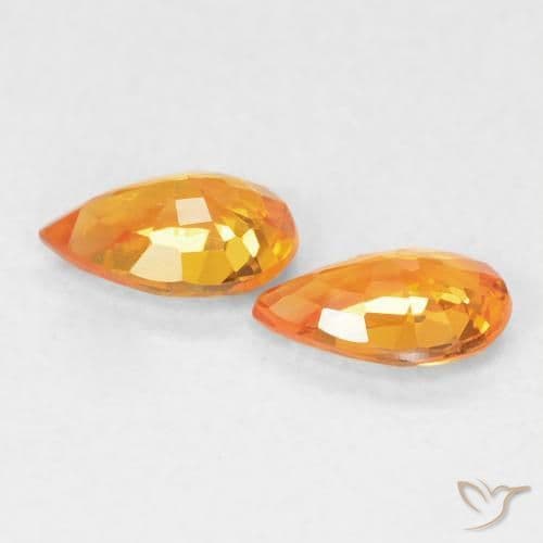 0.90ct Natural Bright Orange Sapphire, Pear Shape, 6.1x4 mm