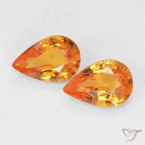 0.64ct Medium Orange Sapphire, Pear Shape, 6.3x4.3 mm