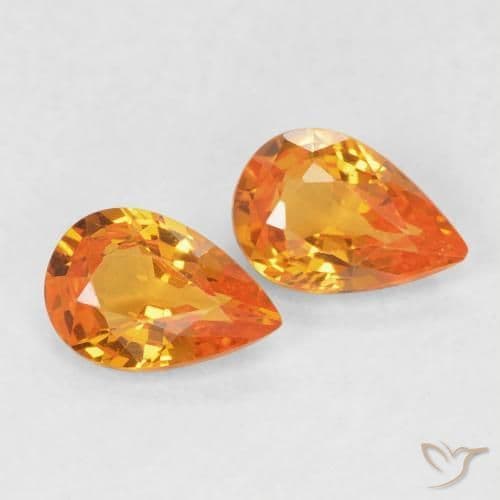 0.97ct Natural Amber Orange Sapphire, Pear Shape, 6.1x4.1 mm