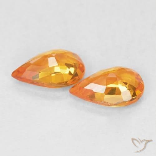 0.97ct Natural Amber Orange Sapphire, Pear Shape, 6.1x4.1 mm
