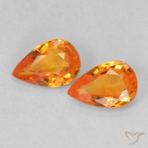 0.96ct Bright Orange Sapphire, Pear Shape, 6.2x4.1 mm