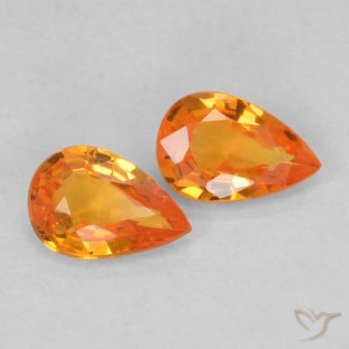0.96ct Bright Orange Sapphire, Pear Shape, 6.2x4.1 mm