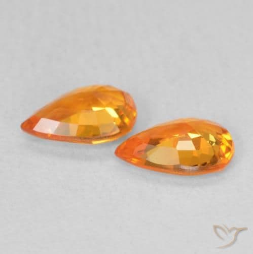 0.96ct Bright Orange Sapphire, Pear Shape, 6.2x4.1 mm