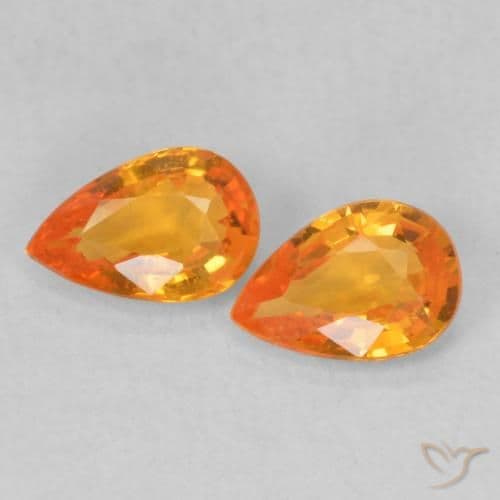 0.96ct Natural Bright Orange Sapphire, Pear Shape, 6.1x4 mm