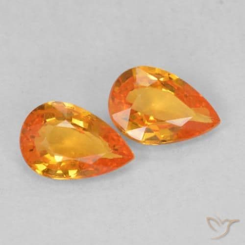 0.96ct Natural Bright Orange Sapphire, Pear Shape, 6.1x4 mm