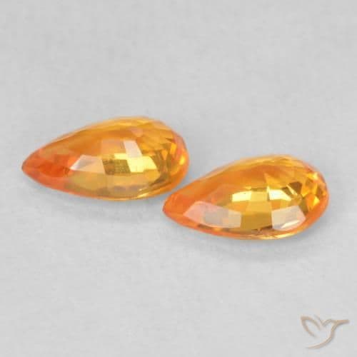 0.96ct Natural Bright Orange Sapphire, Pear Shape, 6.1x4 mm