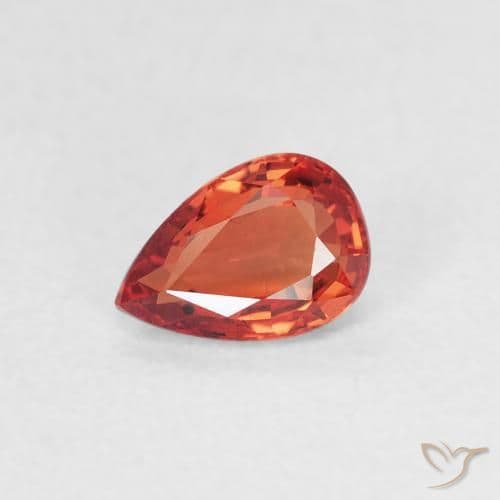 0.56ct Reddish Orange Sapphire, Pear Shape, 5.9x4.1 mm