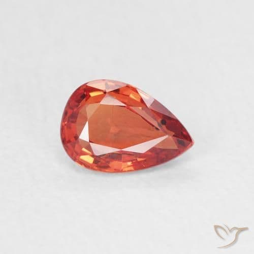 0.56ct Reddish Orange Sapphire, Pear Shape, 5.9x4.1 mm
