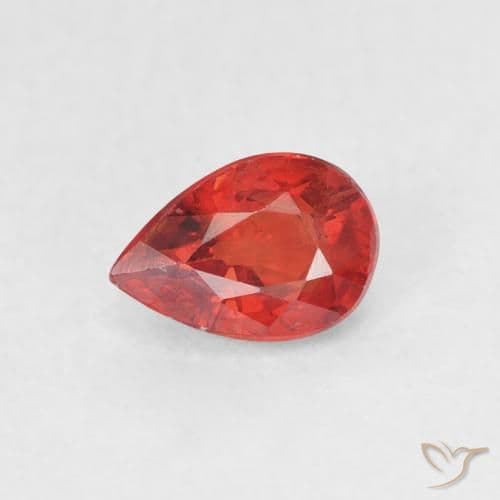 0.68ct Natural Fire Red Sapphire, Pear Shape, 6.1x4.2 mm