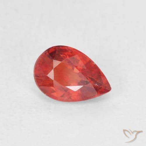 0.68ct Natural Fire Red Sapphire, Pear Shape, 6.1x4.2 mm