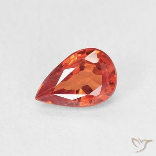 0.63ct Natural Warm Orange Sapphire, Pear Shape, 6.2x4.1 mm