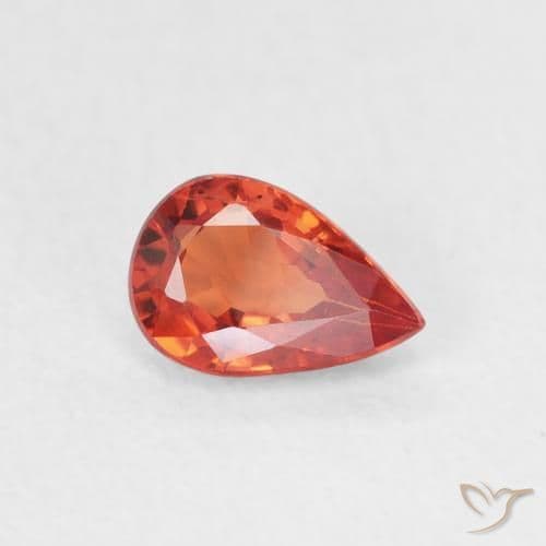 0.63ct Natural Warm Orange Sapphire, Pear Shape, 6.2x4.1 mm