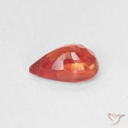 0.63ct Natural Warm Orange Sapphire, Pear Shape, 6.2x4.1 mm