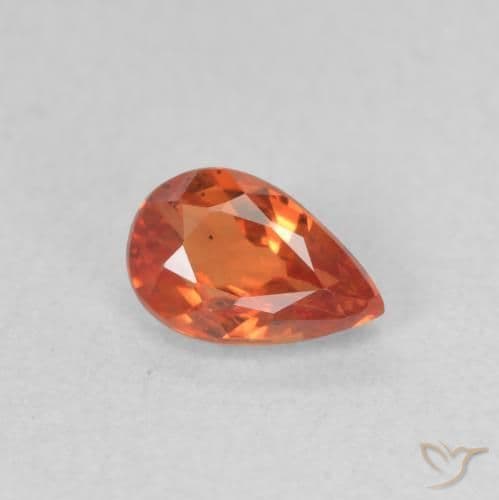 0.58ct Reddish Orange Sapphire, Pear Shape, 6.1x3.9 mm
