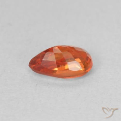 0.58ct Reddish Orange Sapphire, Pear Shape, 6.1x3.9 mm