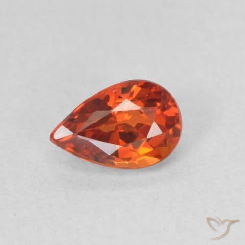 0.69ct Reddish Orange Sapphire, Pear Shape, 6.2x4.1 mm