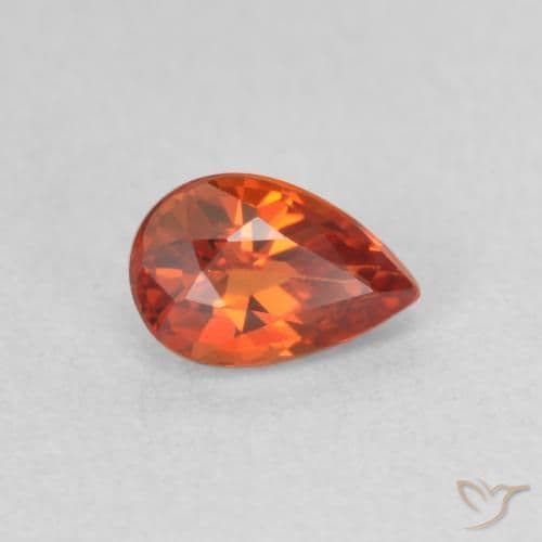 0.69ct Reddish Orange Sapphire, Pear Shape, 6.2x4.1 mm